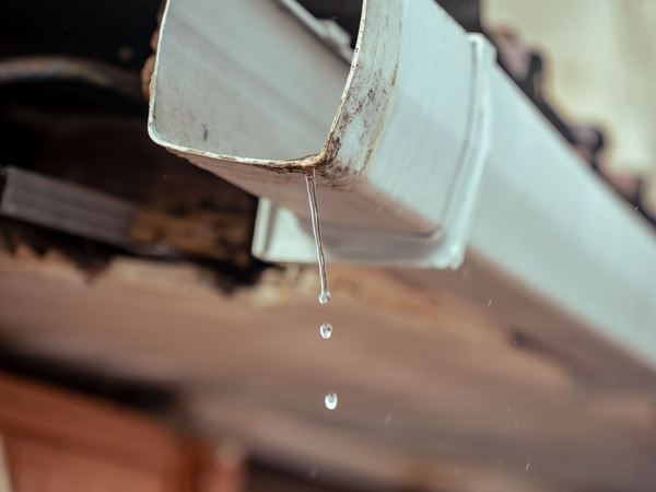 Water dripping from a roof gutter